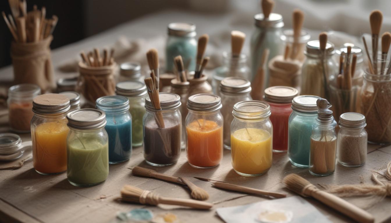 A person cleaning a decorated jar while updating its seasonal decorations