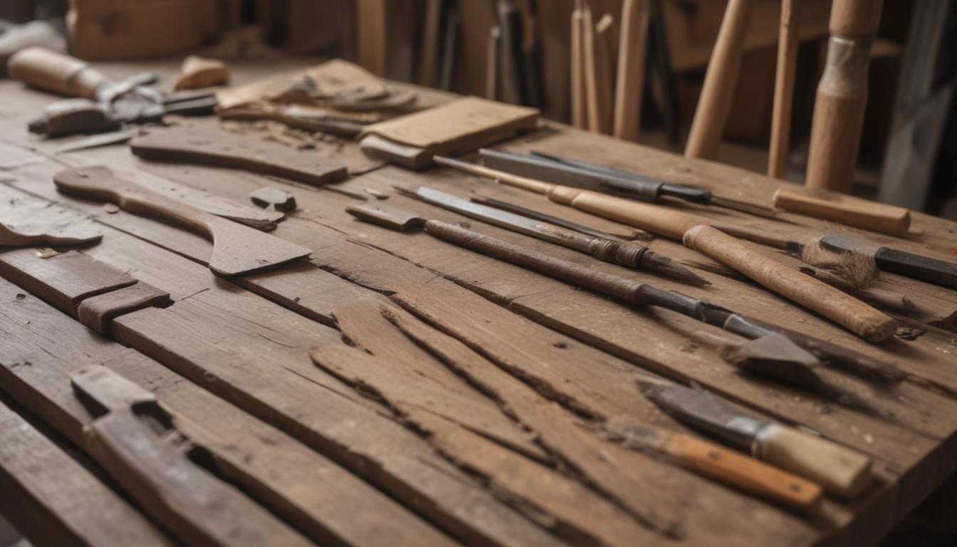 Rustic coffee table before and after upcycling with simple design elements.