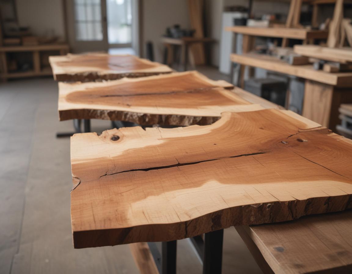A wooden slab being coated with resin to seal the surface.