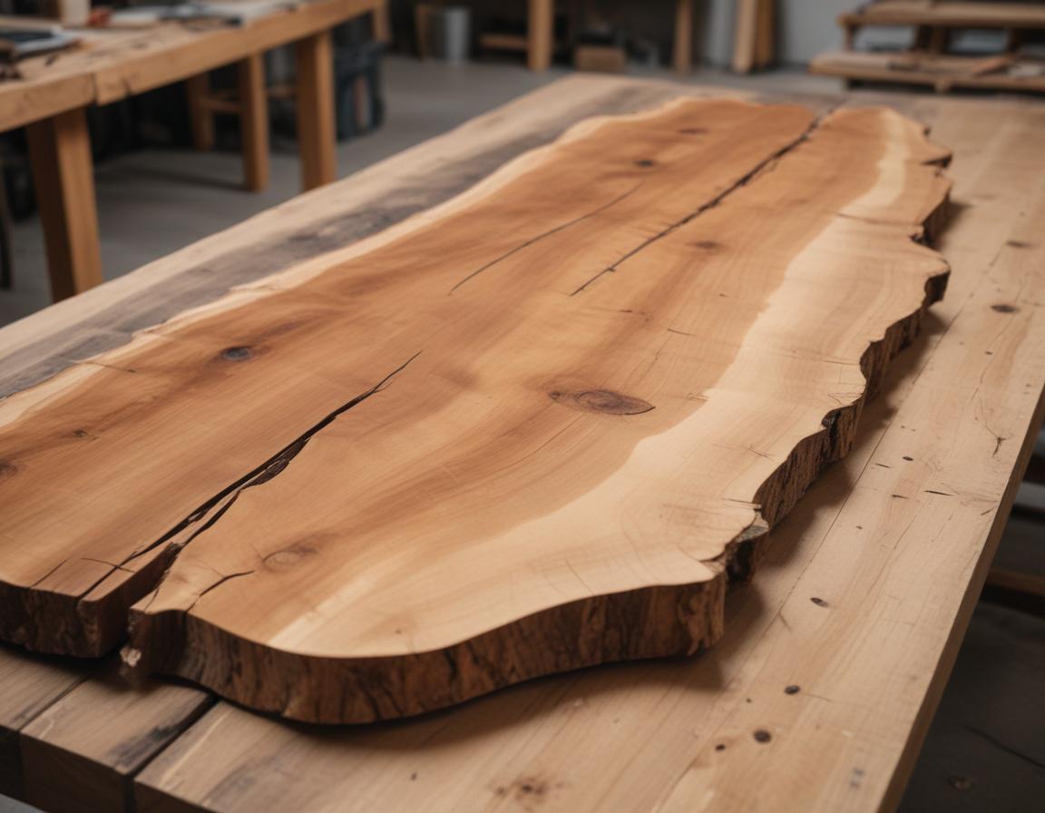 A finished resin river table being polished and sanded for perfection.