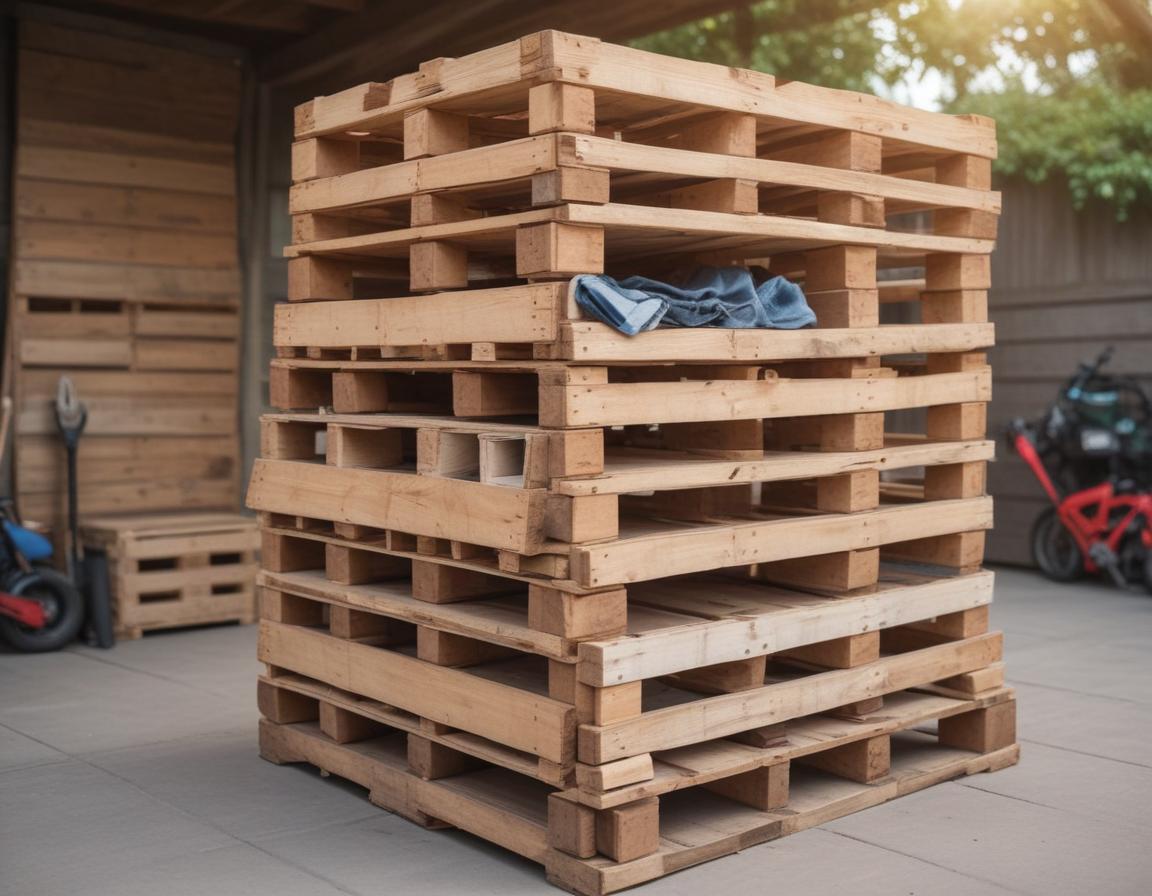 A person cutting pallet wood with a handsaw on a sturdy work table
