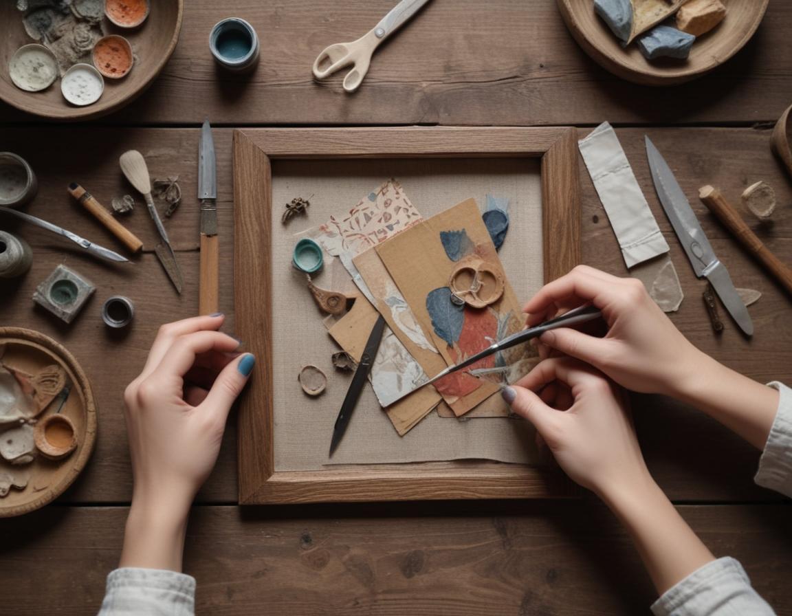 Living room wall with colorful handmade wall art on display
