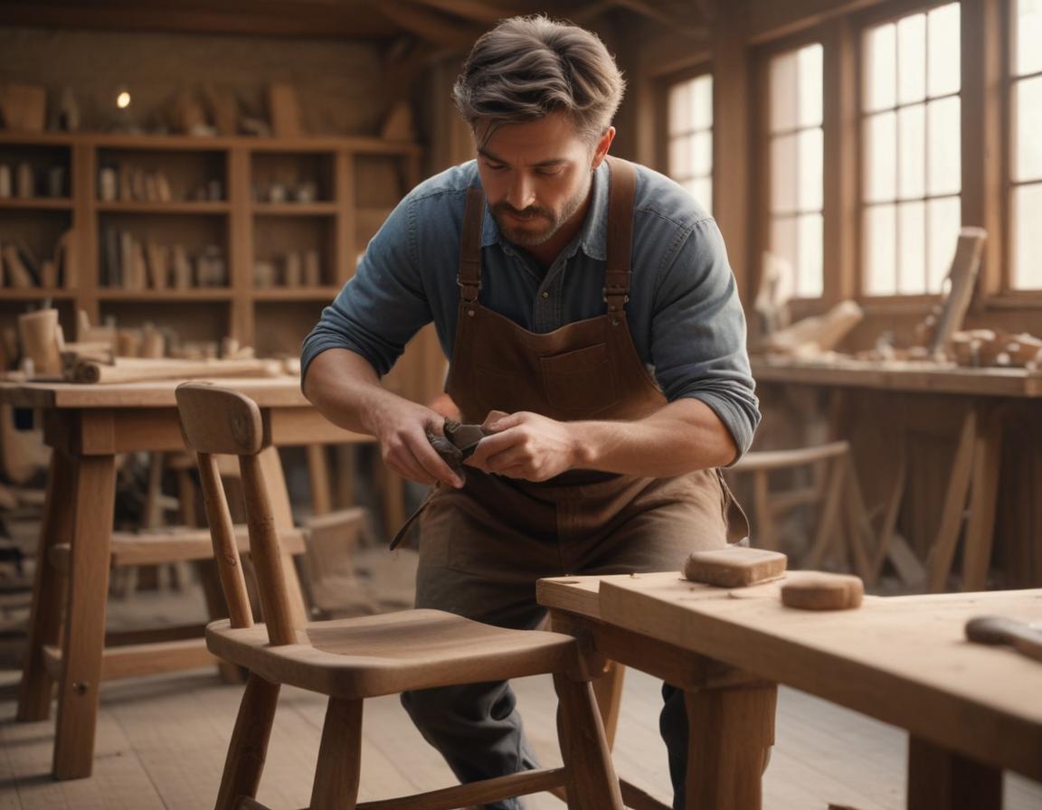 An old dresser with sandpaper, brushes, and paint nearby