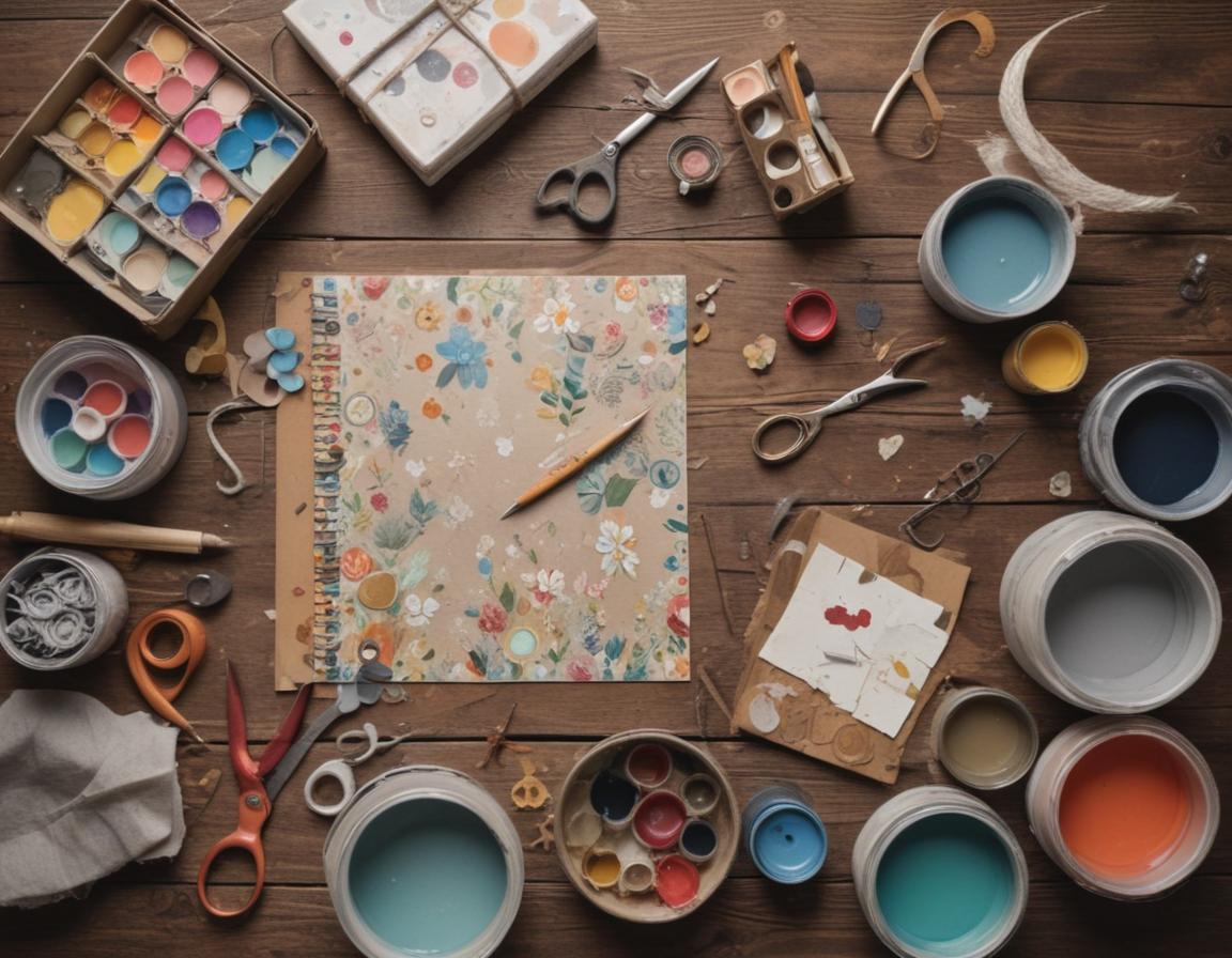 DIY planning flat-lay with craft supplies