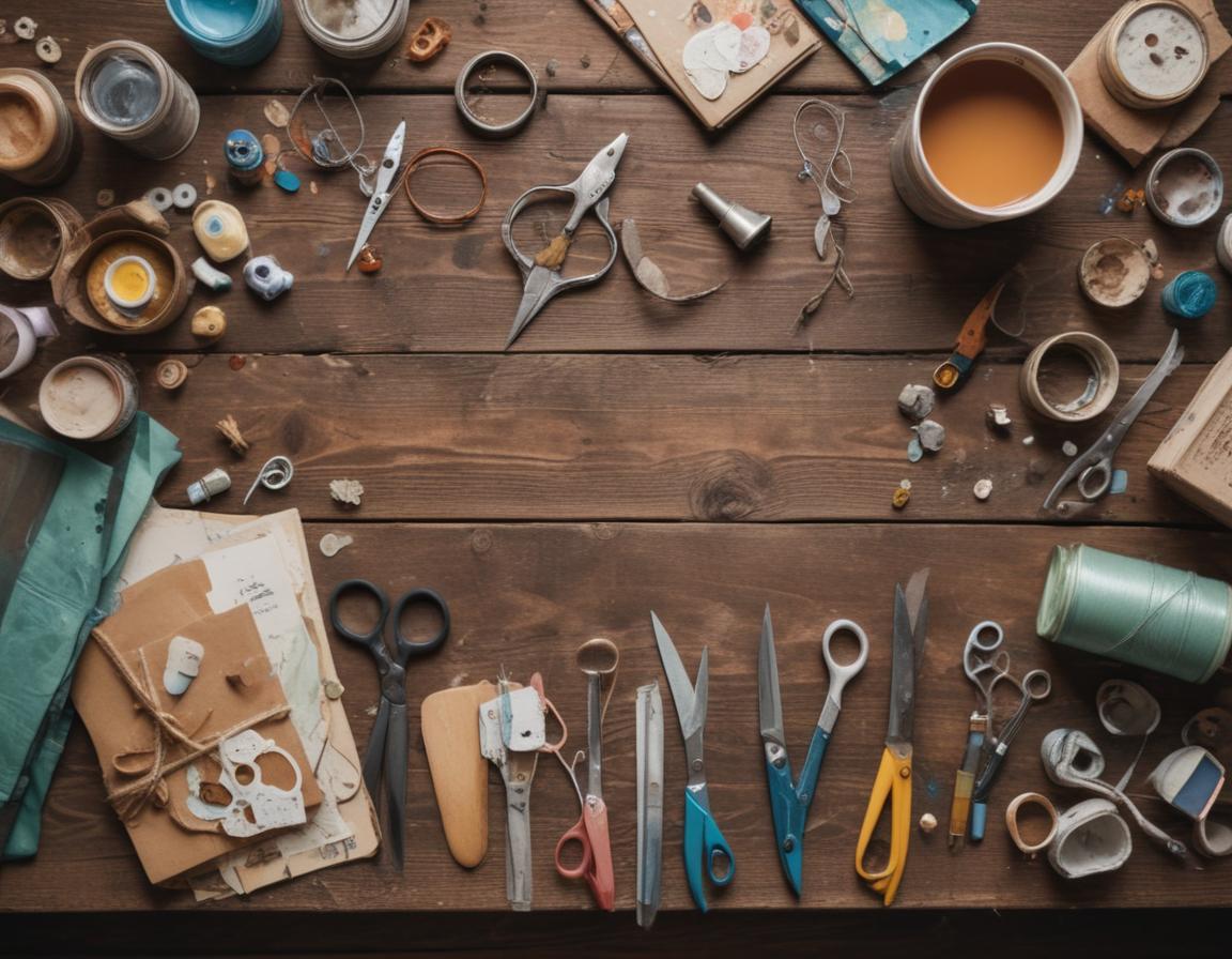 DIY art project with bright paints and brushes